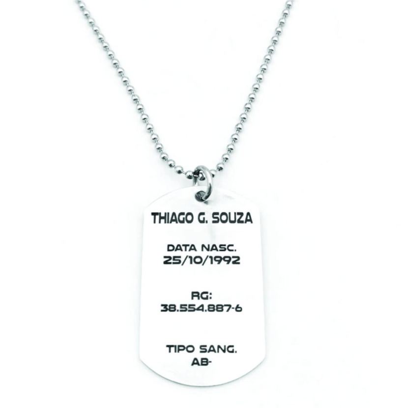 Colar Tag Militar Aço Inox - Fotogravação - Imagem 21