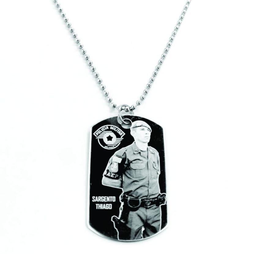 Colar Tag Militar Aço Inox - Fotogravação - Imagem 4