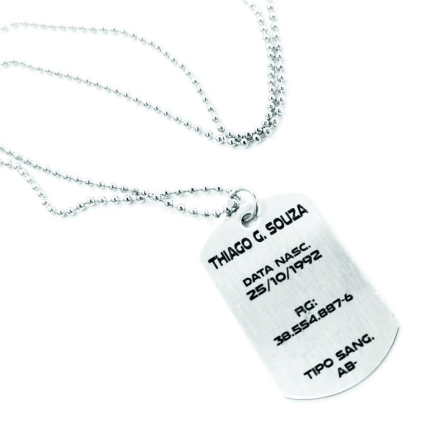 Colar Tag Militar Aço Inox - Fotogravação - Imagem 18