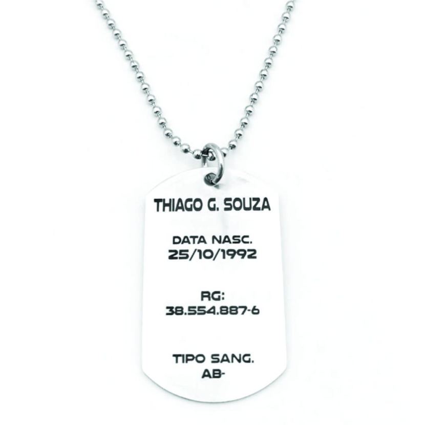 Colar Tag Militar Aço Inox - Fotogravação - Imagem 5