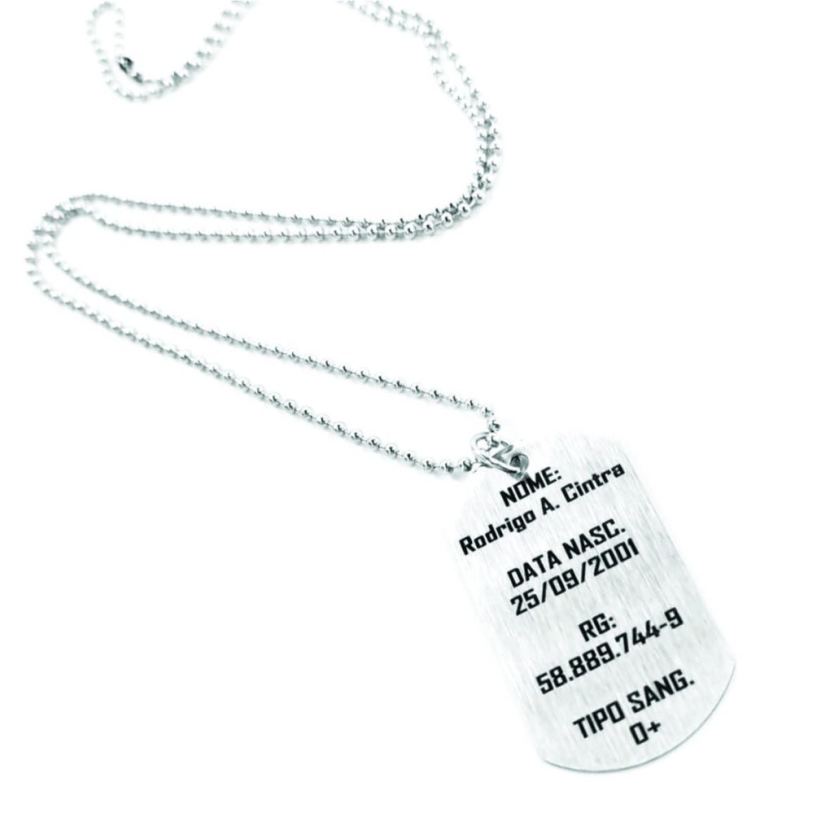 Colar Tag Militar Aço Inox - Fotogravação - Imagem 3