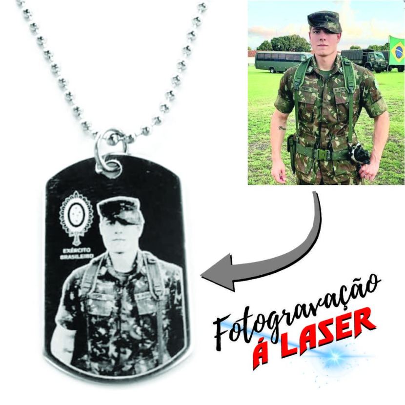 Colar Tag Militar Aço Inox - Fotogravação - Imagem 22