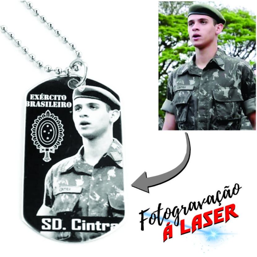 Colar Tag Militar Aço Inox - Fotogravação - Imagem 2