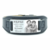 Pulseira Couro Preto com Chapa de Aço Escovado- Fotogravação